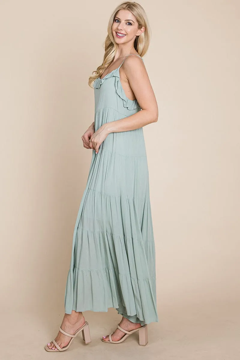Tiered Tie Strap Cami Maxi Dress