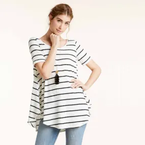 Totter Stripe Waffle Knit Top