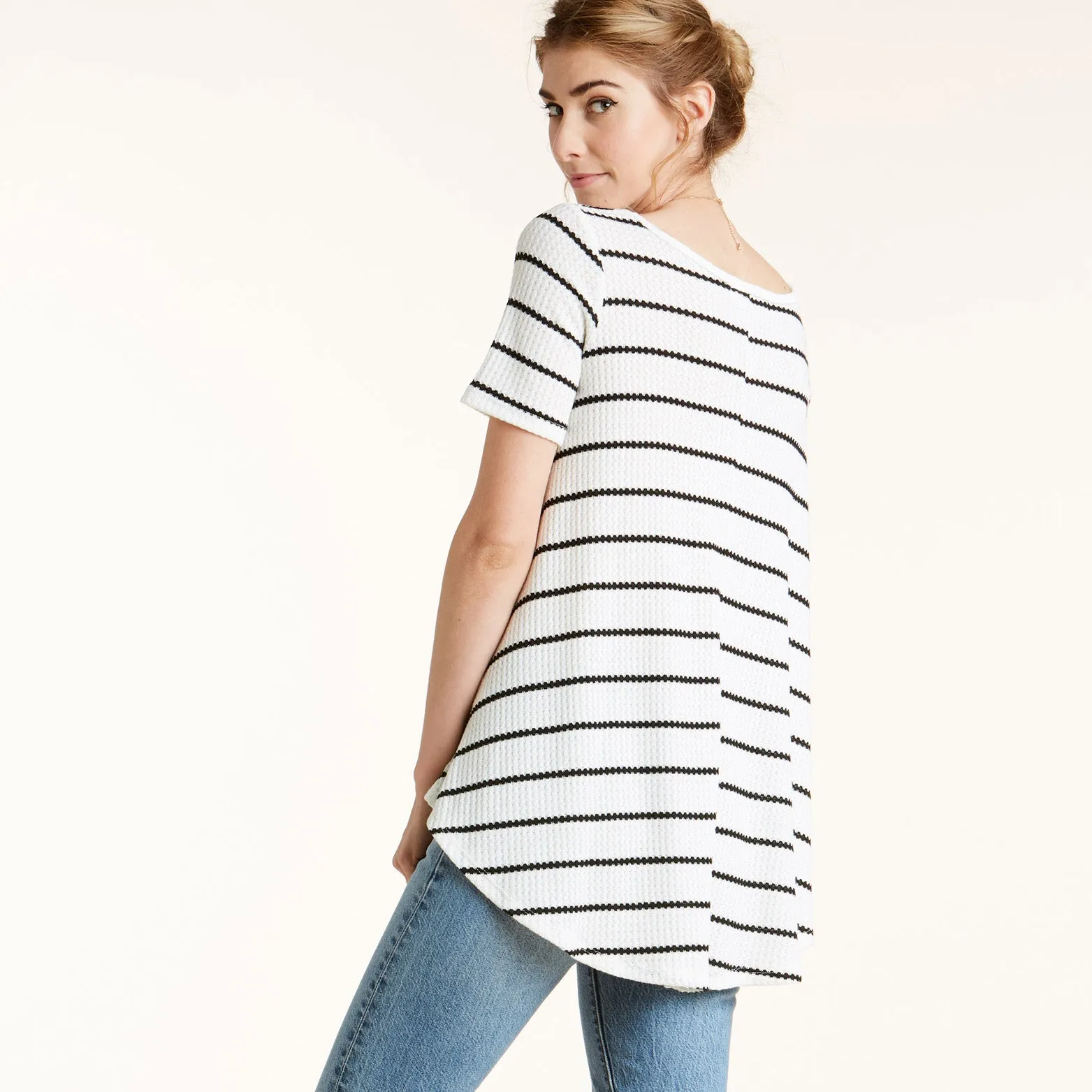 Totter Stripe Waffle Knit Top
