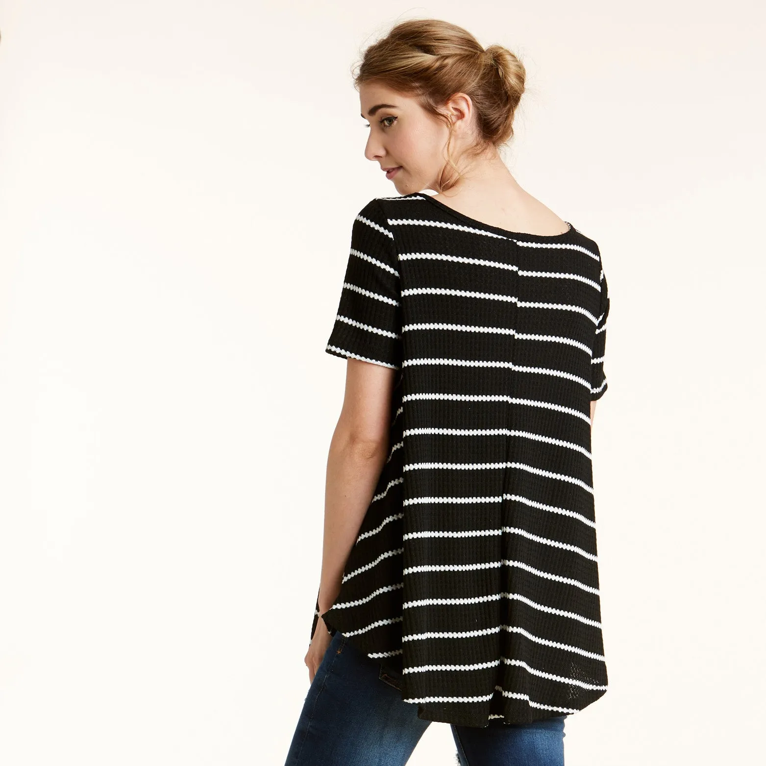Totter Stripe Waffle Knit Top