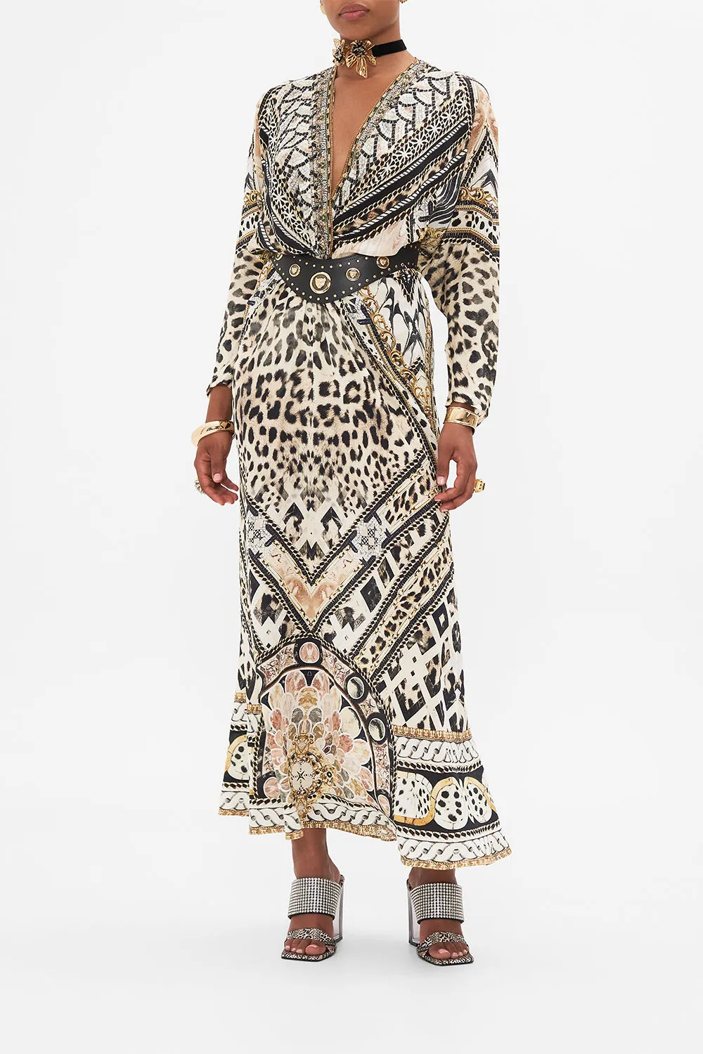 TWIST FRONT BATWING DRESS MOSAIC MUSE