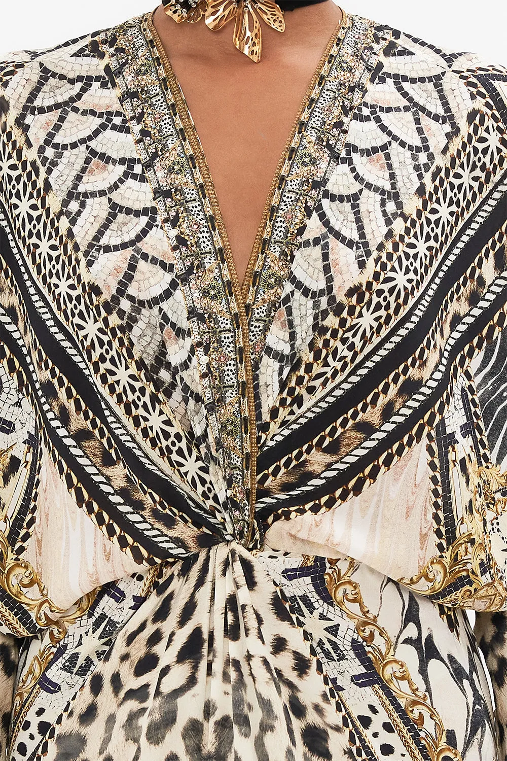 TWIST FRONT BATWING DRESS MOSAIC MUSE
