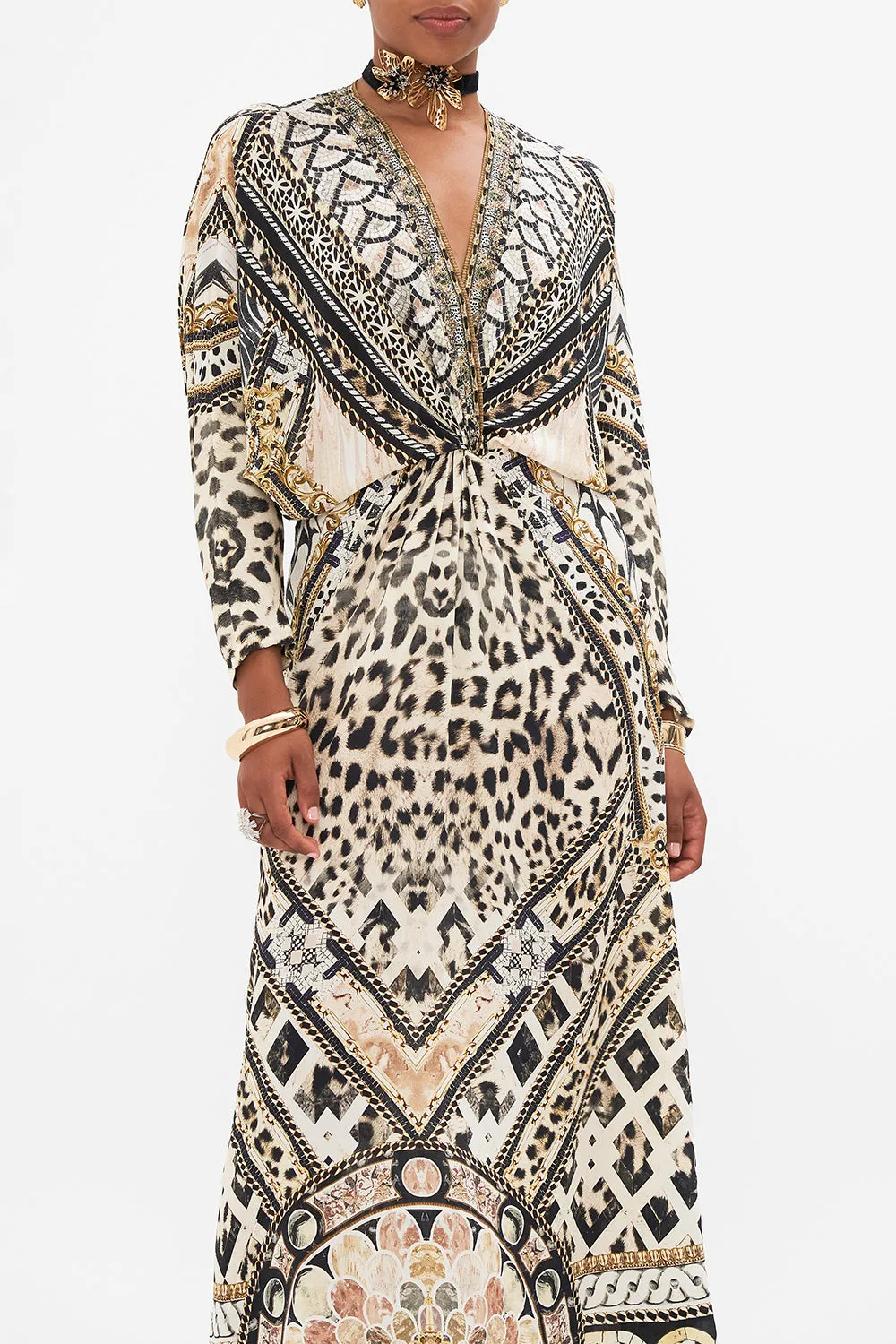 TWIST FRONT BATWING DRESS MOSAIC MUSE