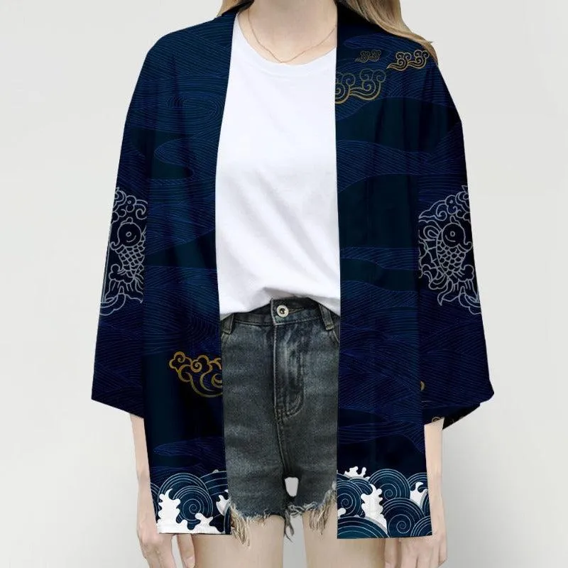 Veste Kimono Bleu Nuit