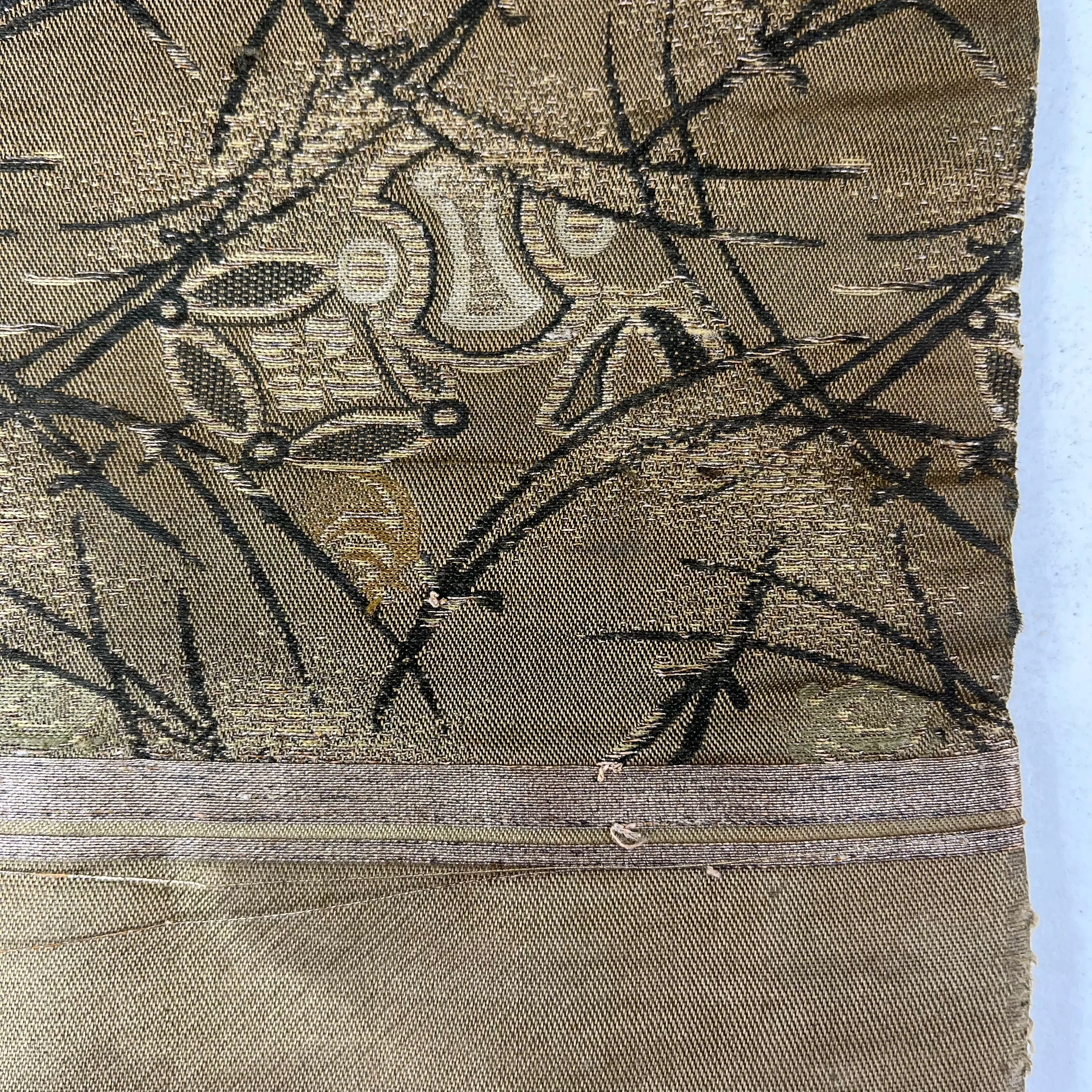 Vintage Japanese Tan Obi /w Pine  Needle Motif 12”x150”