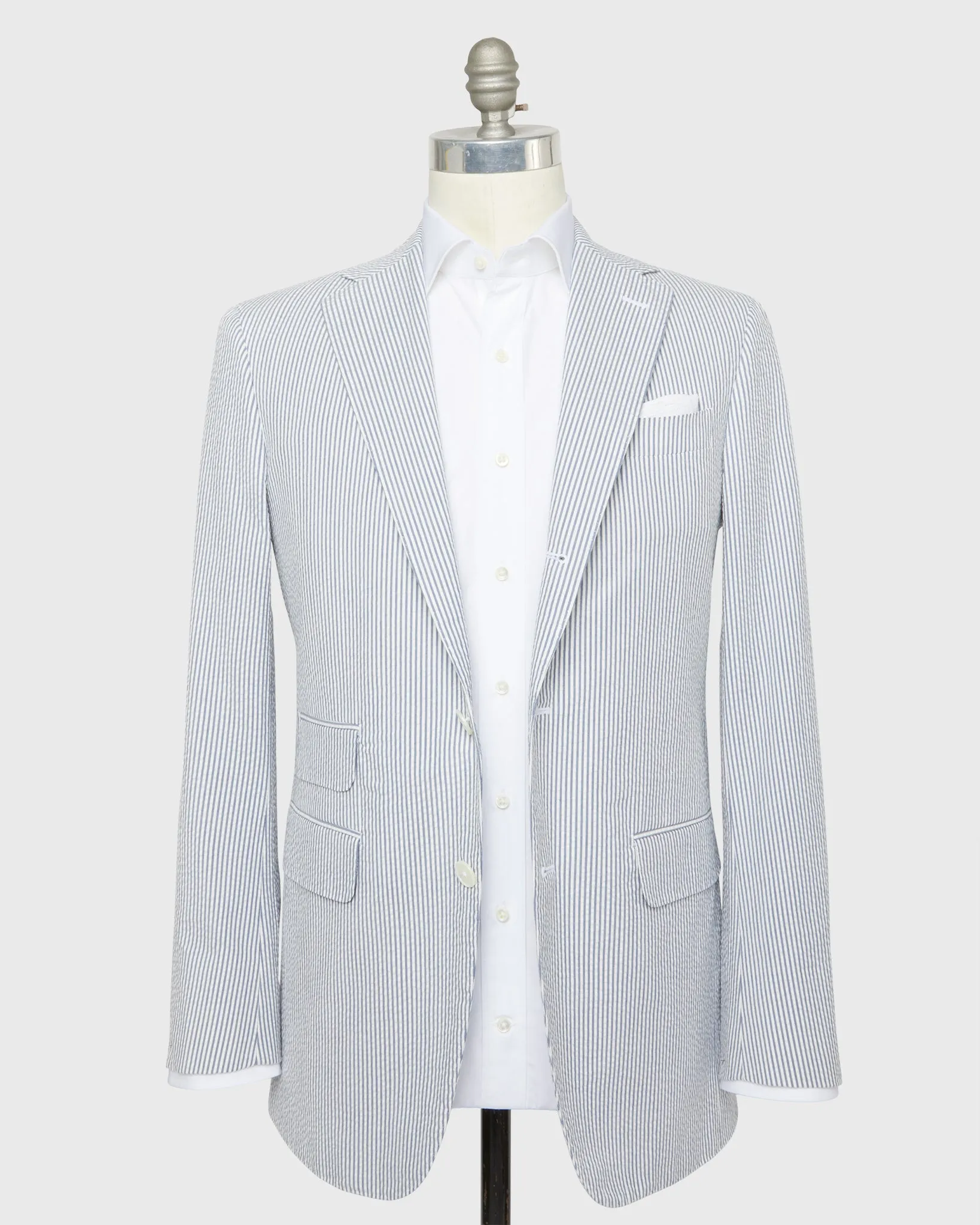 Virgil No. 2 Jacket in Blue/White Seersucker