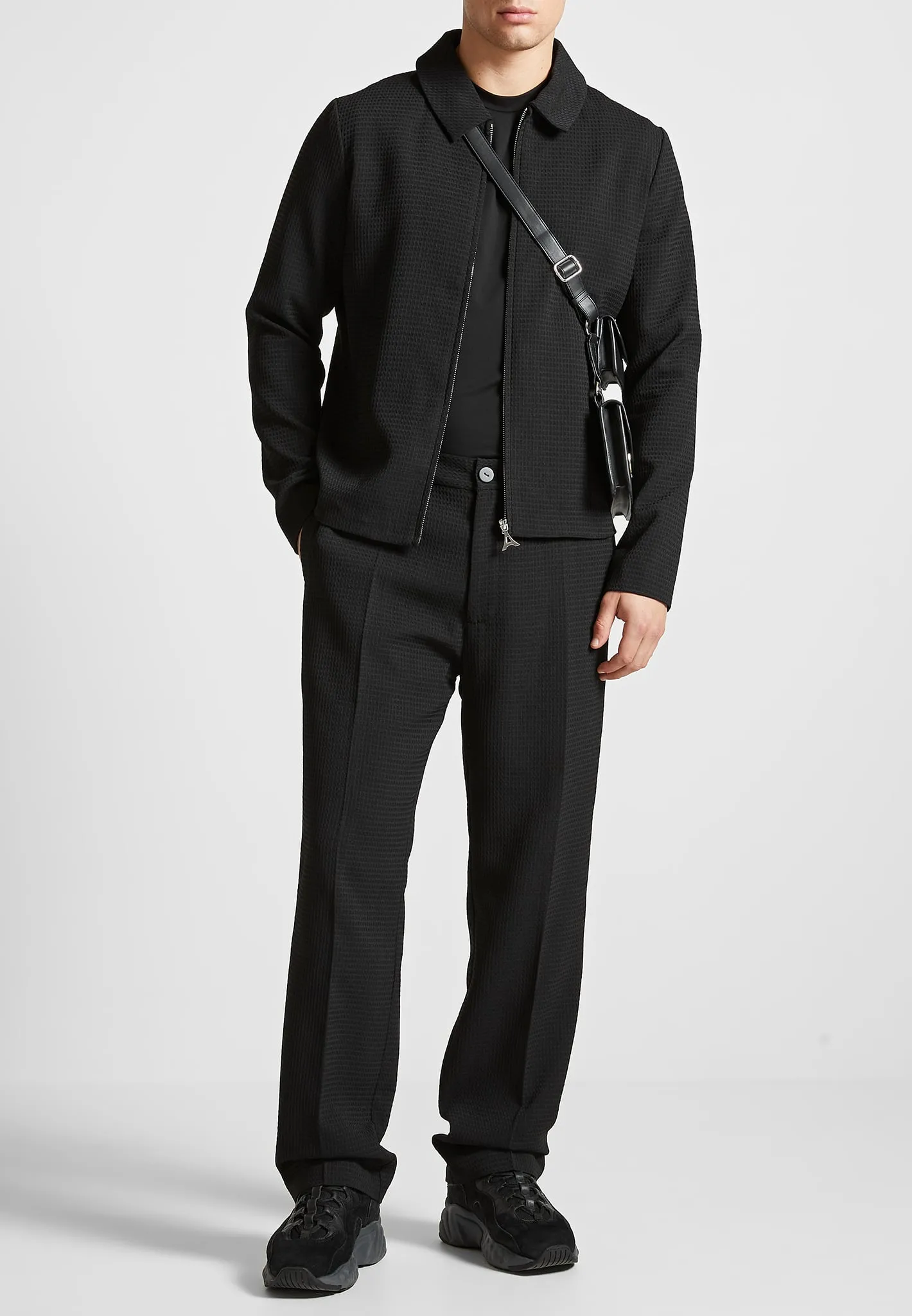 Waffle Seersucker Jacket - Black