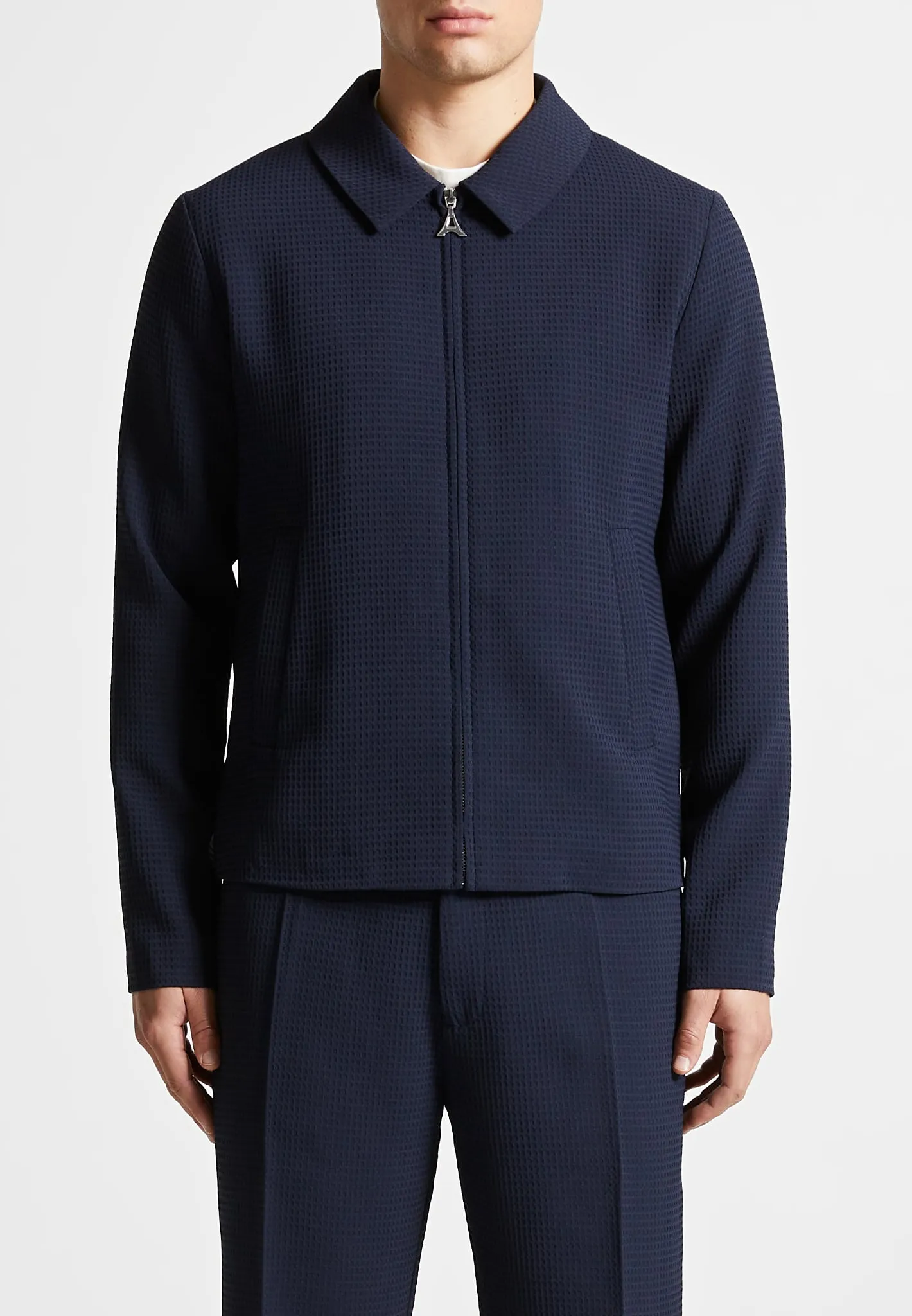 Waffle Seersucker Jacket - Navy
