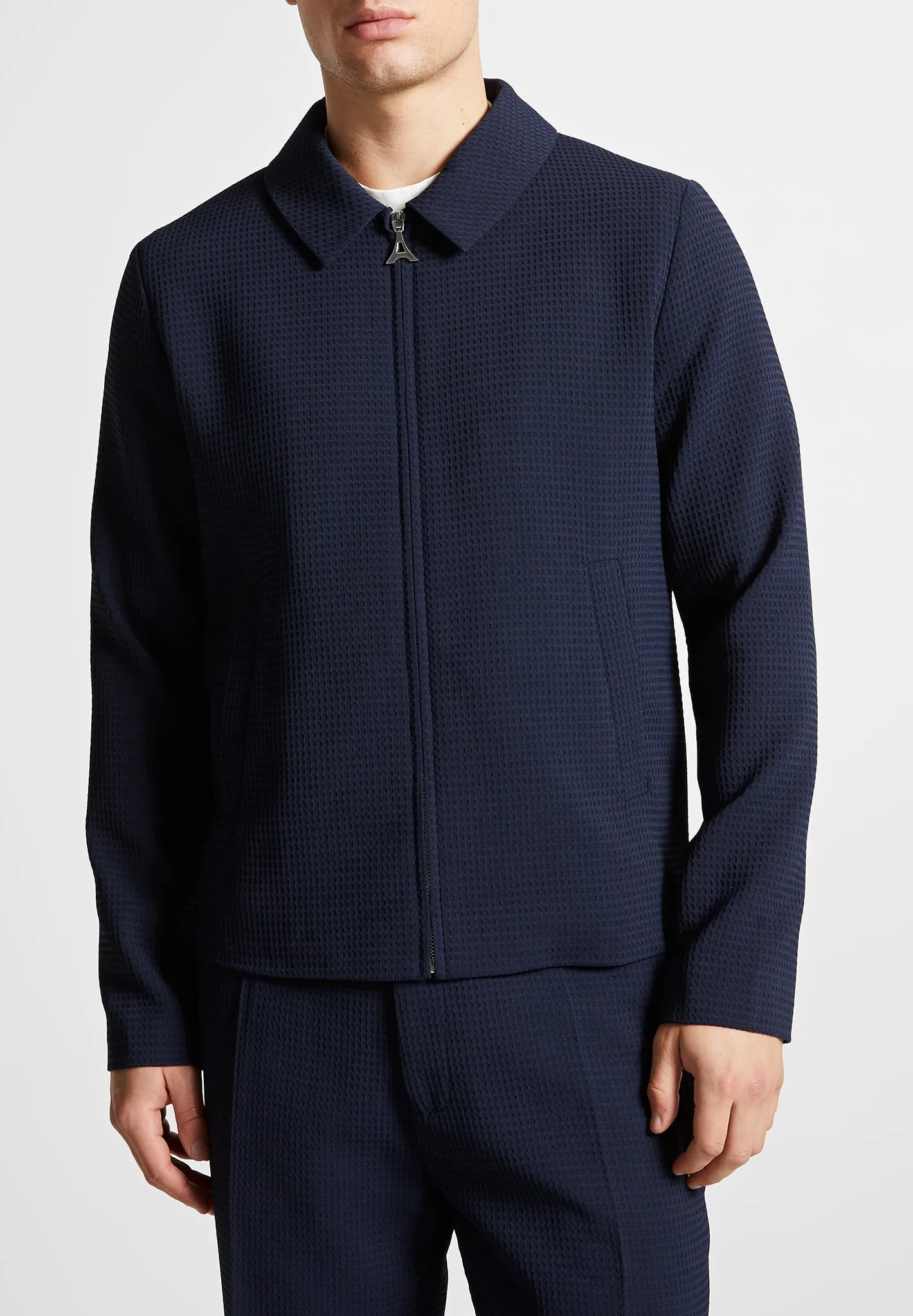Waffle Seersucker Jacket - Navy
