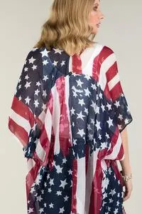 Watercolor American flag kimono