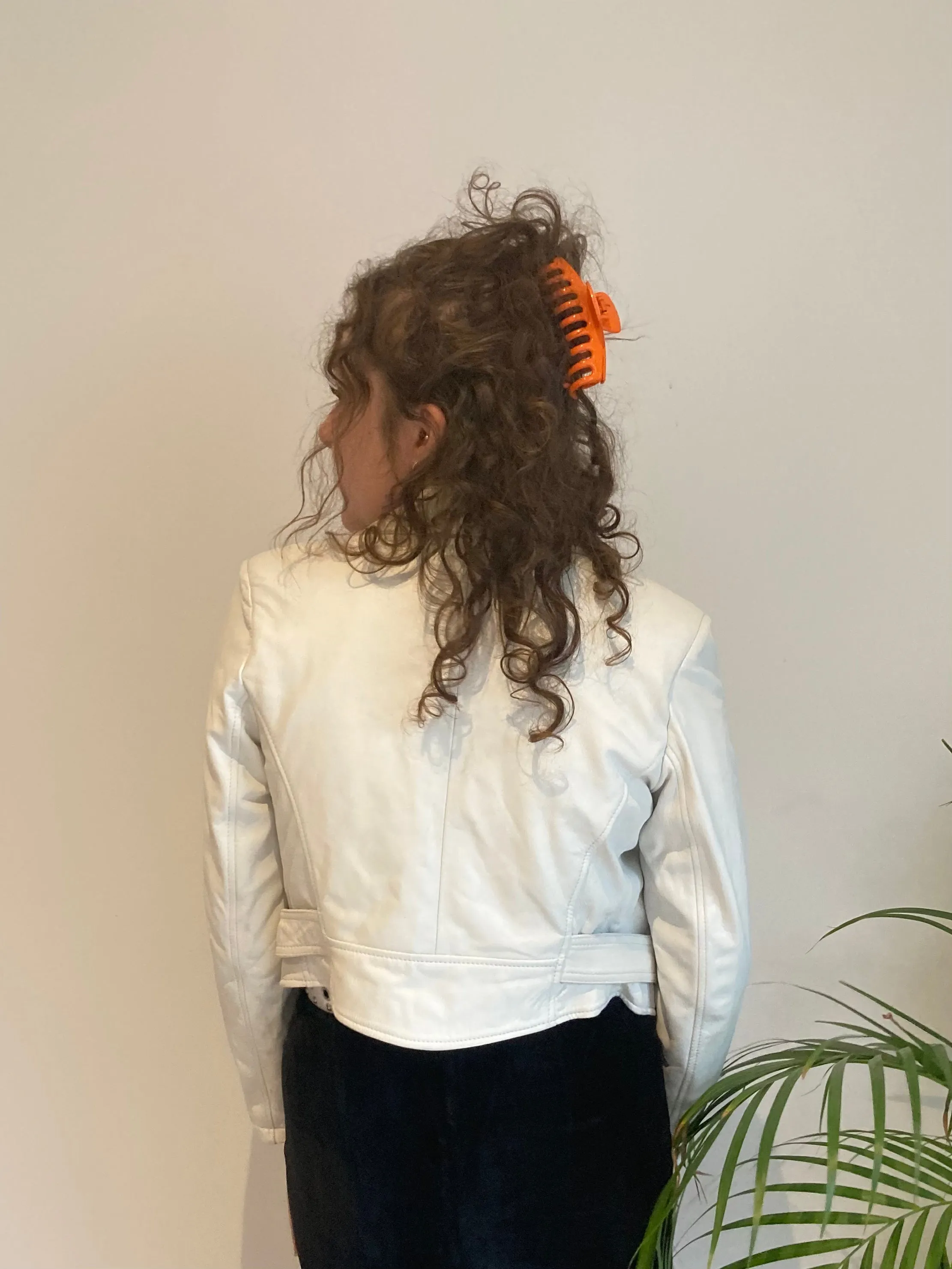 White Leather Biker Jacket (XS-S)