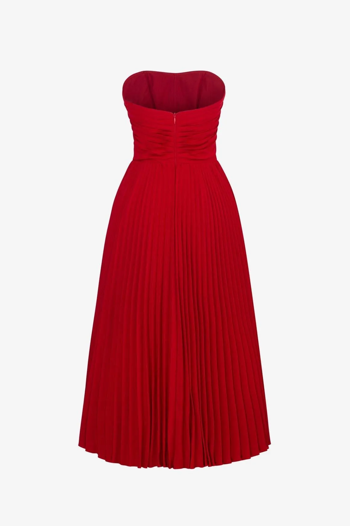 White PLEATED MIDI DRESS-NANA