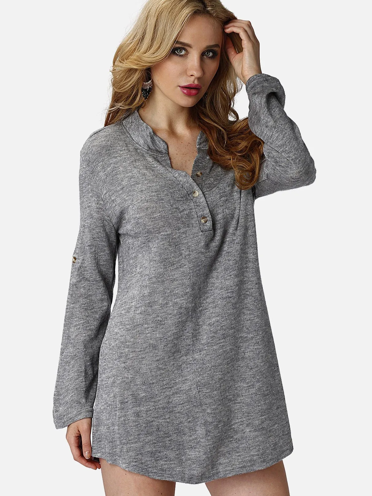 Wholesale Beige Long Sleeve Shirt Dresses