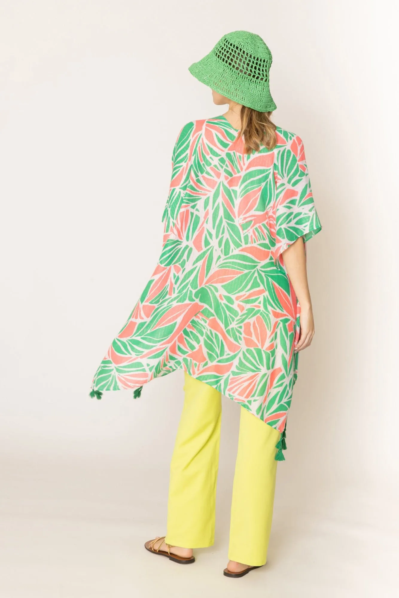 WLK410112 Ariana Abstract Leaves Pattern Kimono