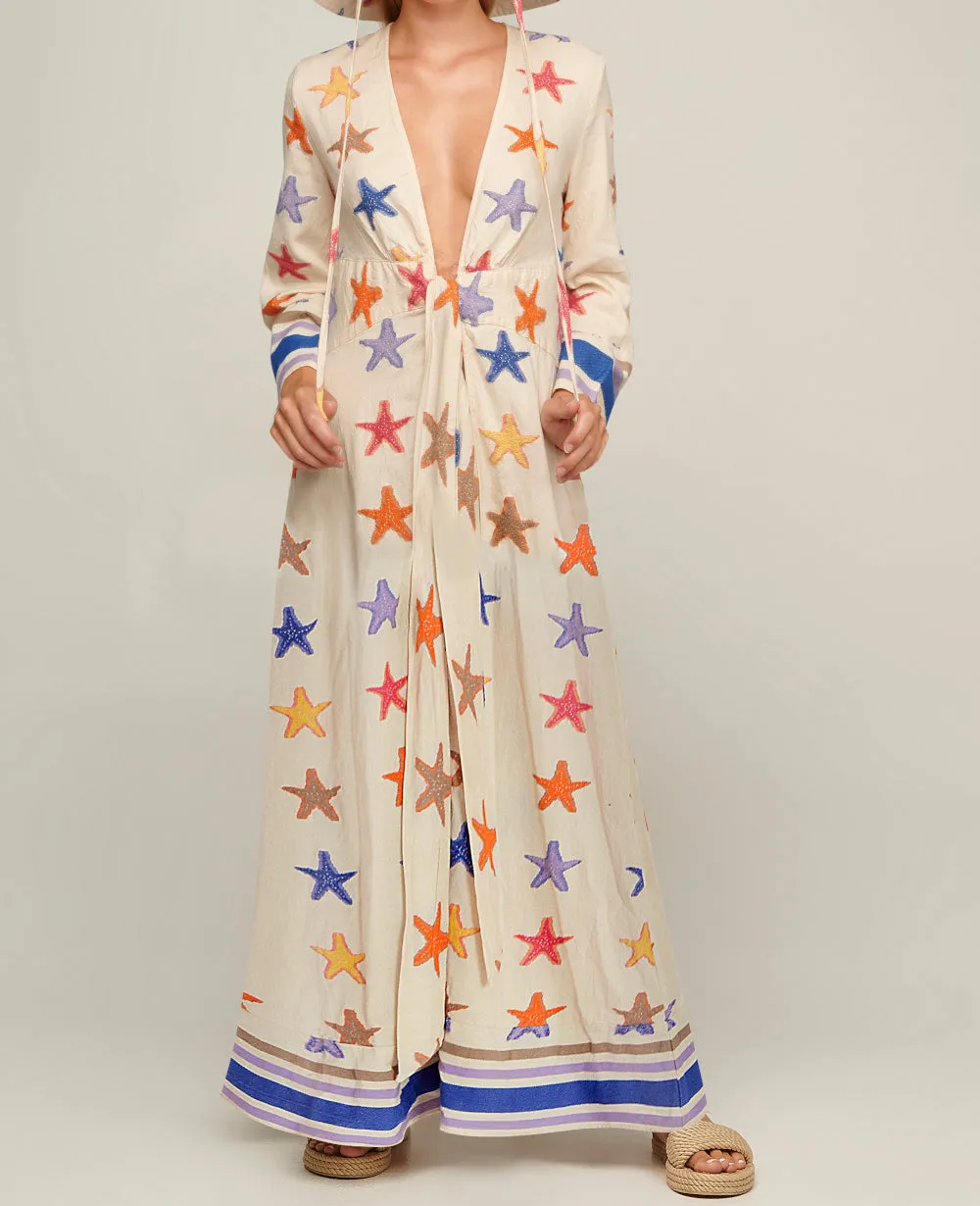 WOVEN KIMONO "ASTERIAS" BLUE