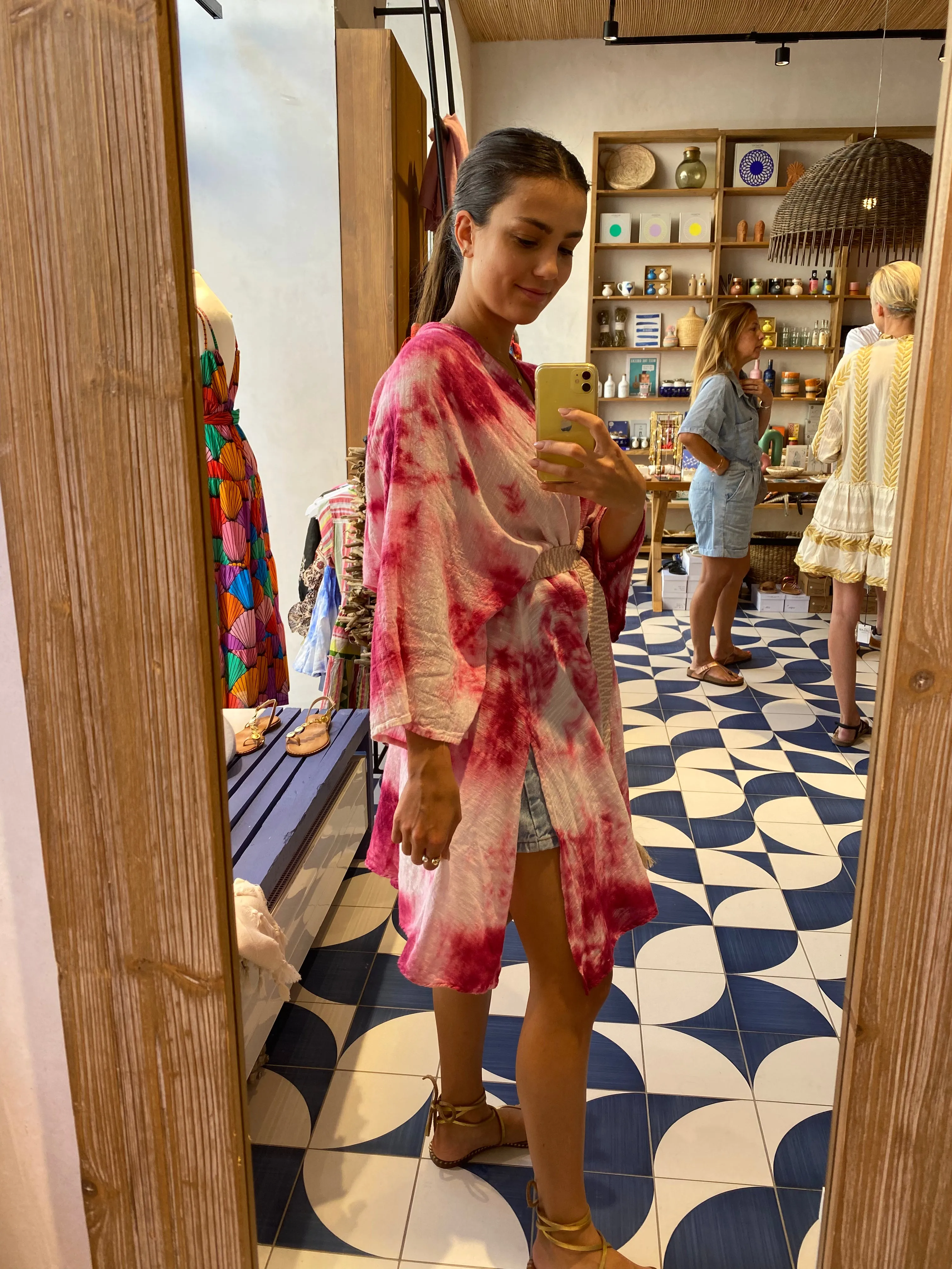 WOVEN KIMONO "MARBLE" RASPBERRY