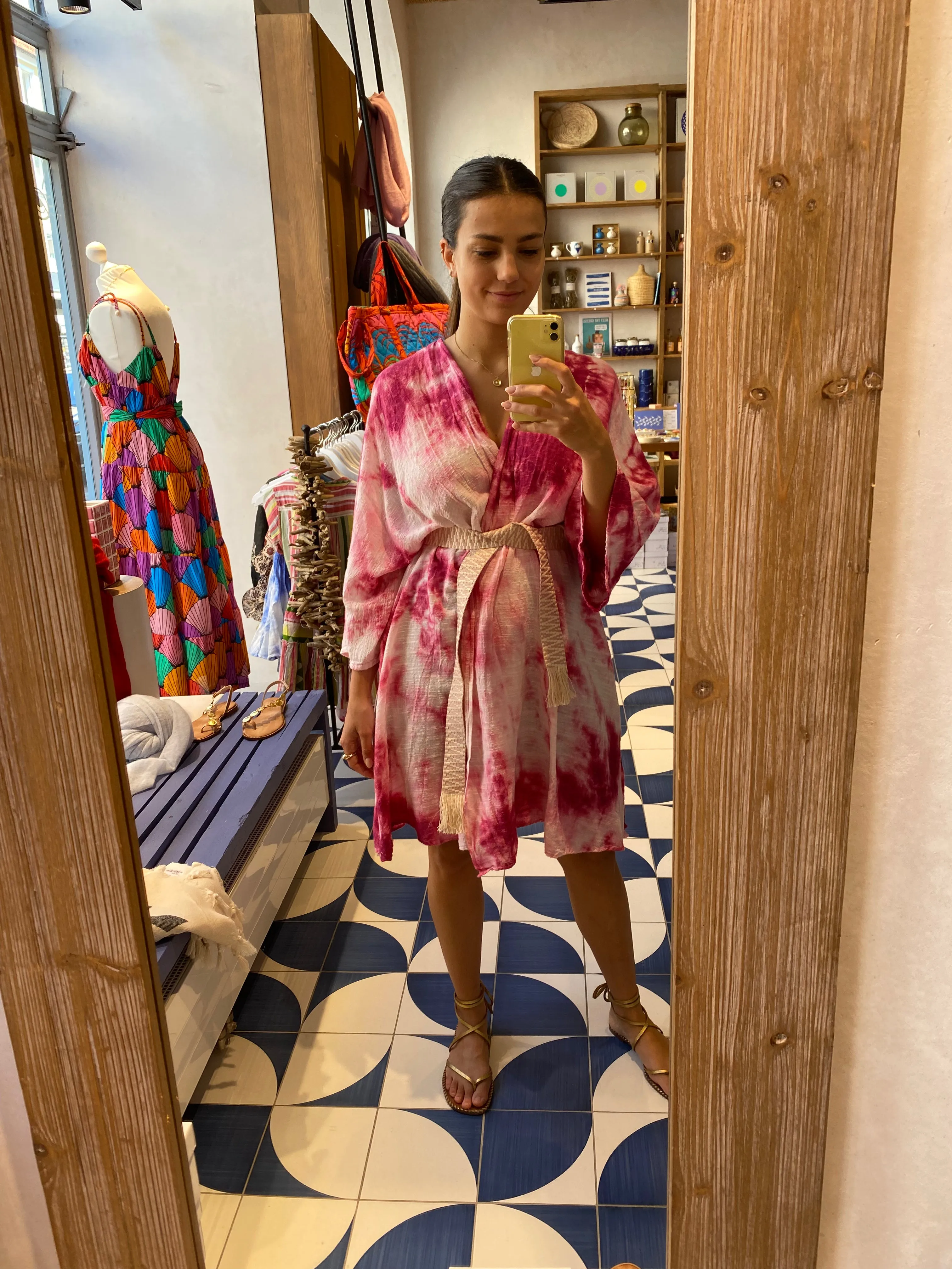 WOVEN KIMONO "MARBLE" RASPBERRY